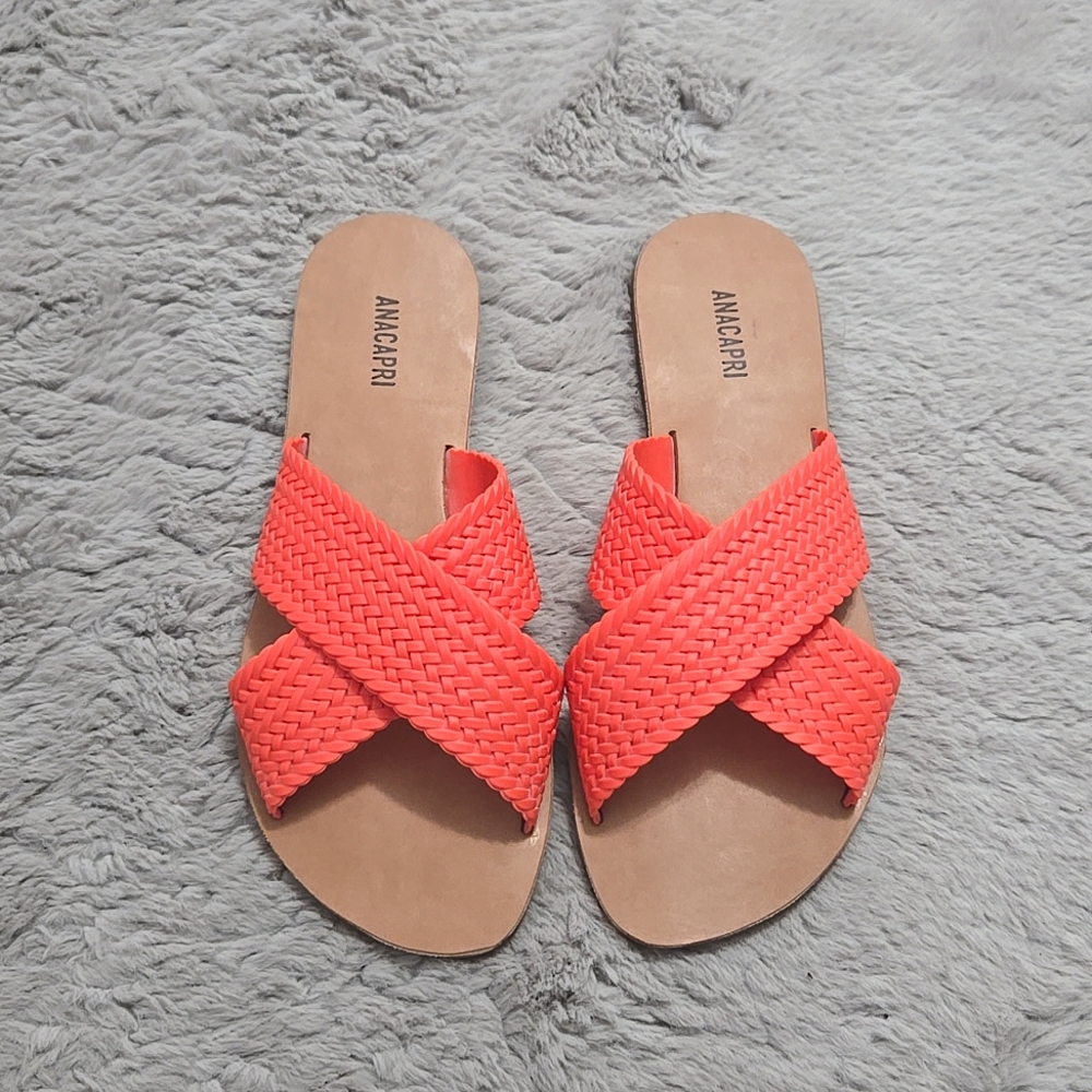 AnaCapri made in brazil orange X rubber strap sandals size 9